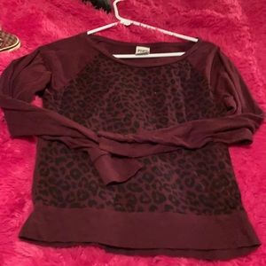 Pink! V.S. Animal Print Burgundy Shirt